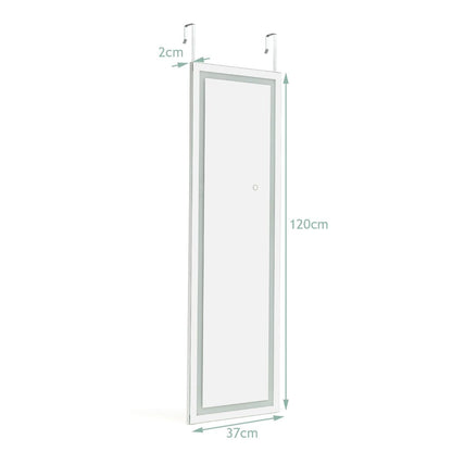 Miroir Mural LED Miroir Pleine Longueur Lumineux À 3 Couleurs Cadre En MDF 120 X 37Cm Blanc